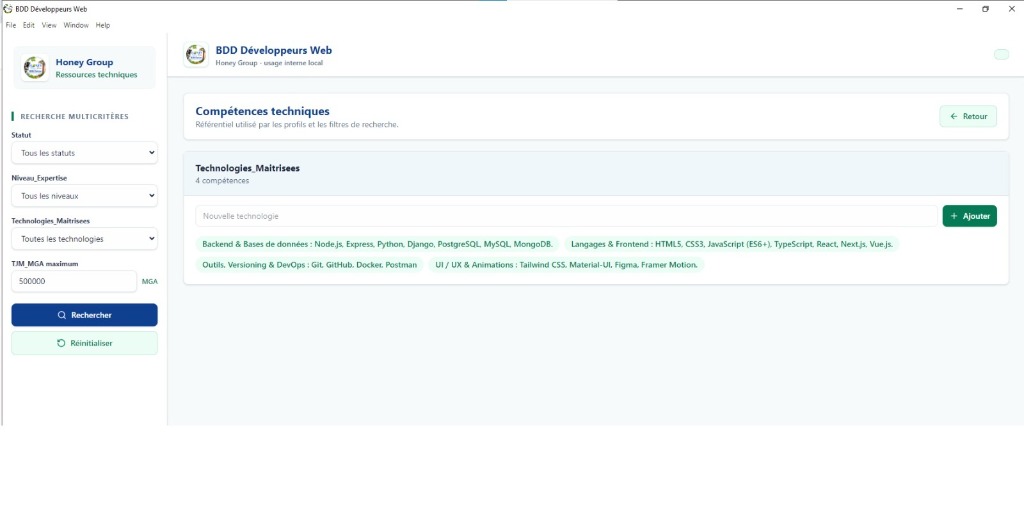 BDD Développeurs Web – Honey Group Madagascar