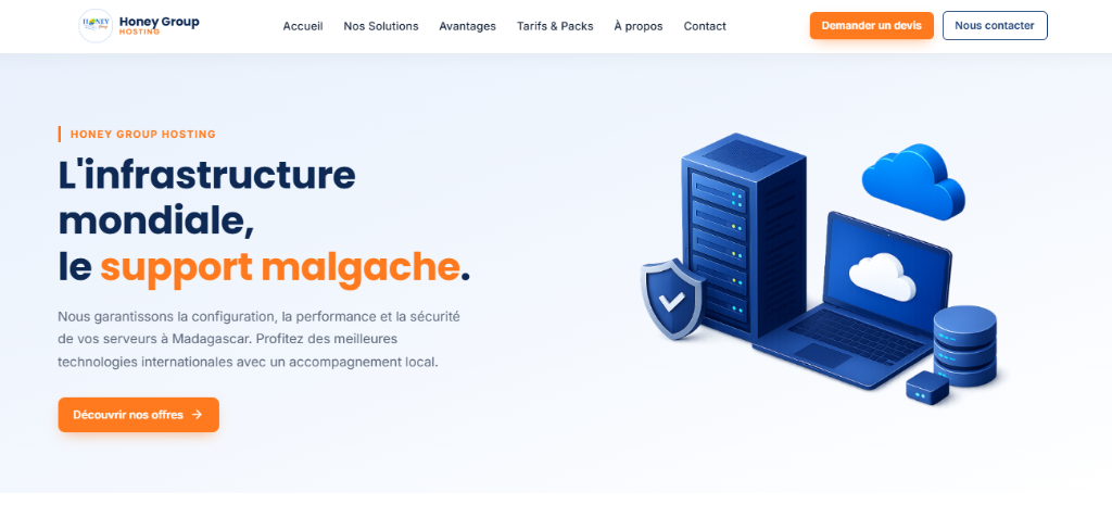 Landing Page IT & Hosting – Honey Group Madagascar